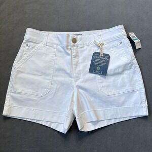 Democracy Ab Solution Shorts Womens 16 White 4" High Rise Strech Mold & Hold NWT